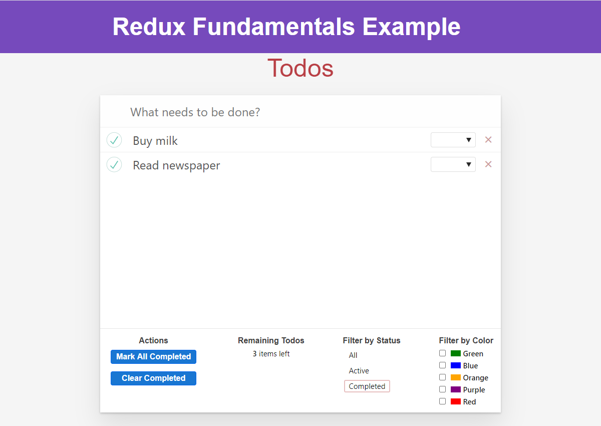 Todo app - todos marked completed